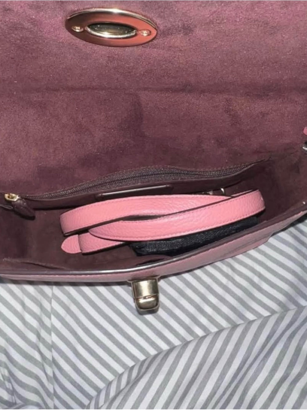 Coach Pink Braided-Handle Top-Handle Crossbody with Charm Chain - Picture 3 of 3